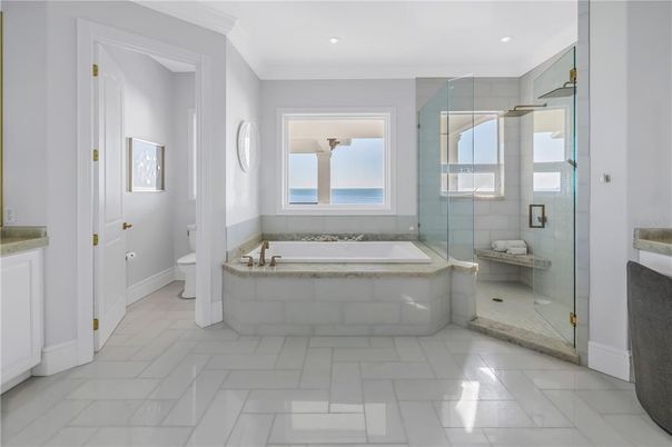 Bathroom, Glass Shower, Interior, Recessed Lighting, Water