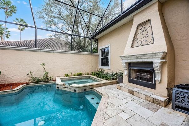 Fireplace, Glass Ceilings, Interior, Pool, Sun Room