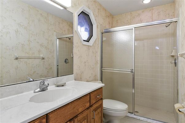 Bathroom, Glass Shower, Interior, Recessed Lighting