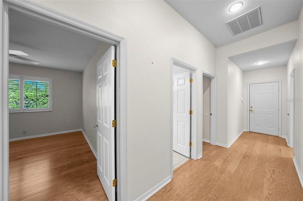 Empty room, Interior, Recessed Lighting, Wood Texture Flooring