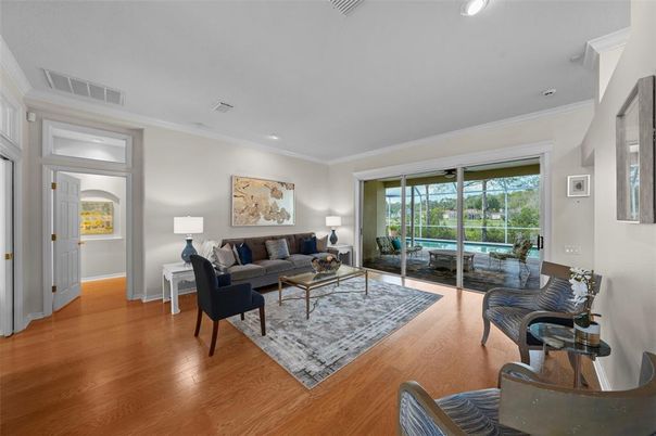 Interior, Living room, Recessed Lighting, Wood Texture Flooring