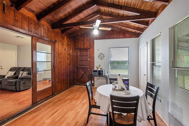 Dining room, Interior, Wooden Beams, Wooden Ceilings, Wood Texture Flooring, Wooden Walls