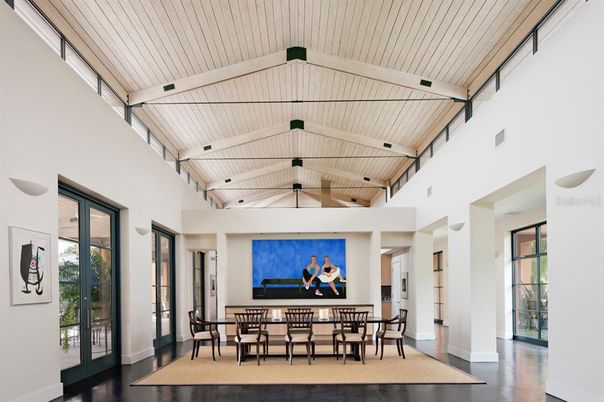 Dining room, Fireplace, Interior, Wood Texture Flooring
