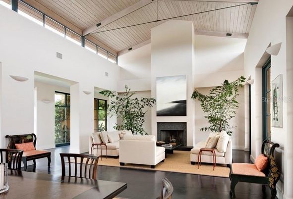 Dining room, Fireplace, Interior, Living room, Wood Texture Flooring