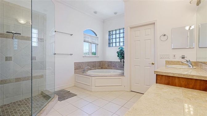 Bathroom, Glass Shower, Interior, Tile Countertops