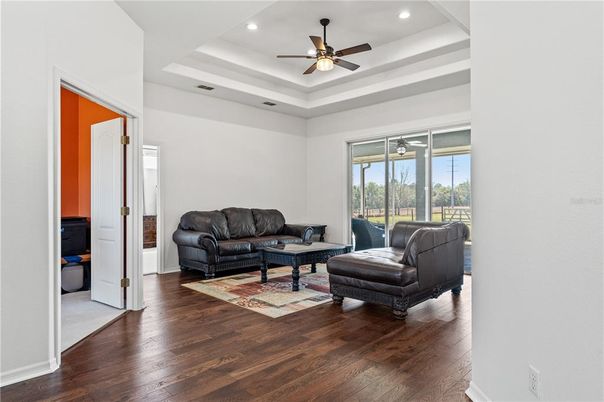 Interior, Living room, Recessed Lighting, Wood Texture Flooring