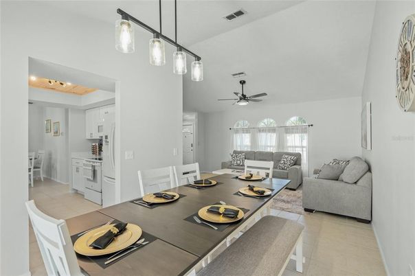 Dining room, Interior, Kitchen, Living room, Pendant Lights