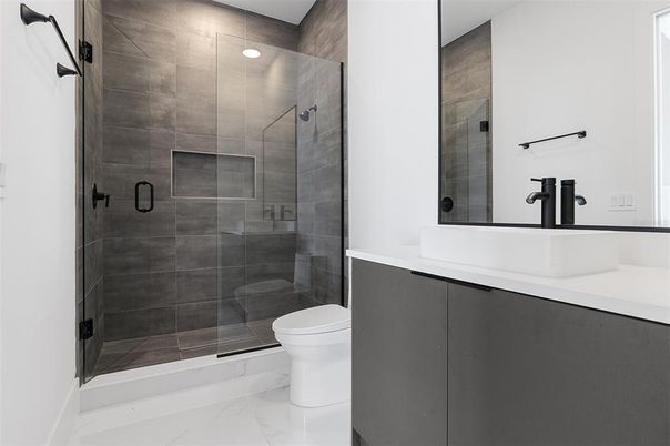 Bathroom, Glass Shower, Interior, Marble, Recessed Lighting