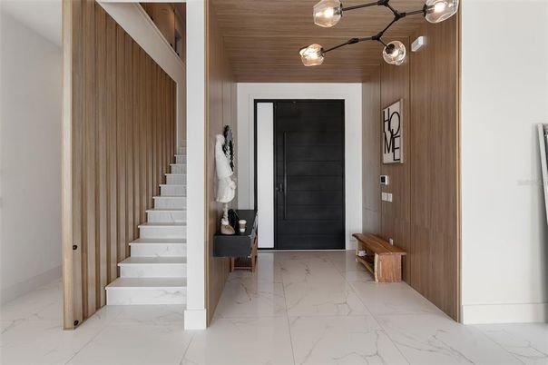 Interior, Marble, Pendant Lights, Wooden Walls