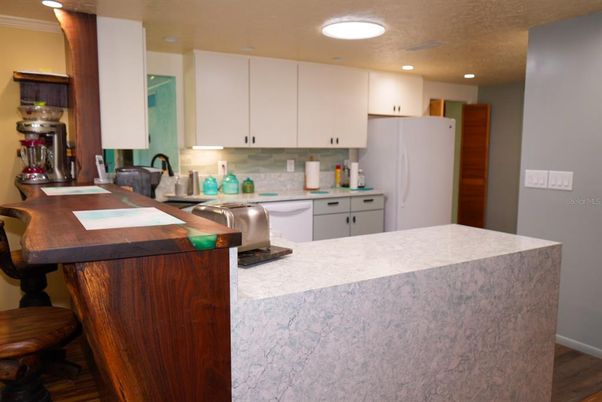 Interior, Kitchen, Recessed Lighting, Wood Texture Flooring