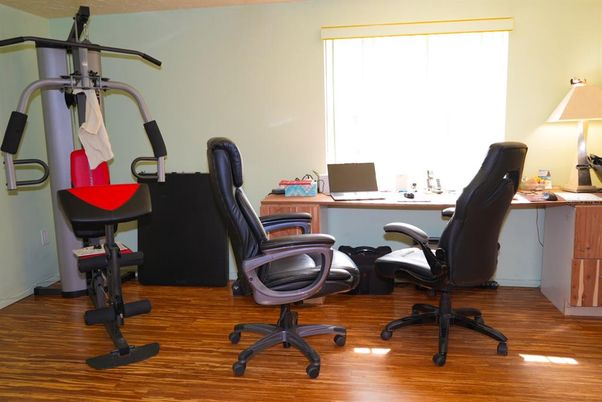 Fitness Equipment, Home Office, Interior, Wood Texture Flooring