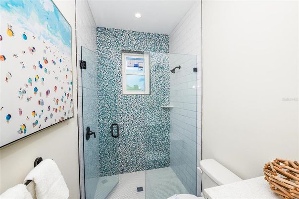 Bathroom, Glass Shower, Interior, Recessed Lighting