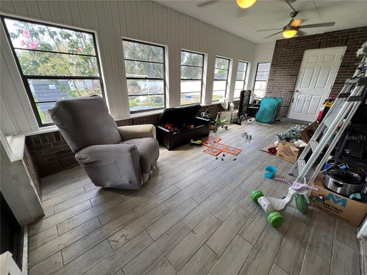 Interior, Stone Walls, Wood Texture Flooring