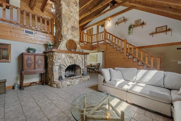 Fireplace, Interior, Living room, Wooden Beams, Wooden Ceilings, Wooden Walls