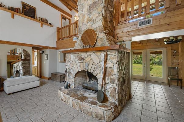 Fireplace, Interior, Wooden Walls