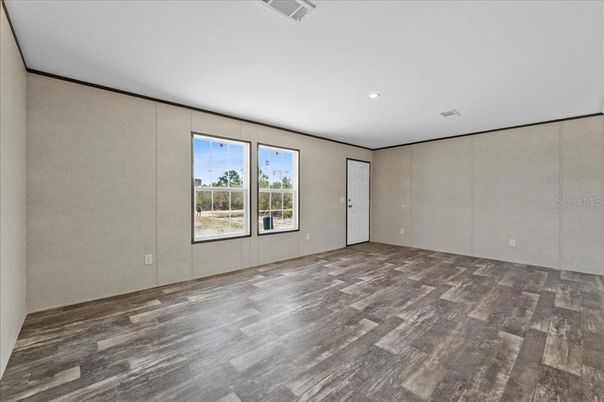 Empty room, Interior, Recessed Lighting, Wood Texture Flooring