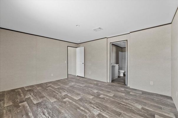 Bathroom, Empty room, Interior, Recessed Lighting, Wood Texture Flooring