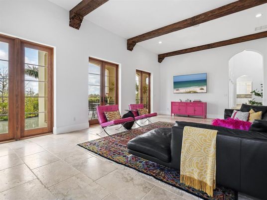 Interior, Living room, Recessed Lighting, Wooden Beams