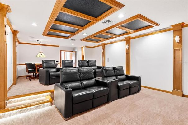 Home Theatre Room, Interior, Pendant Lights, Recessed Lighting, Theatre Room