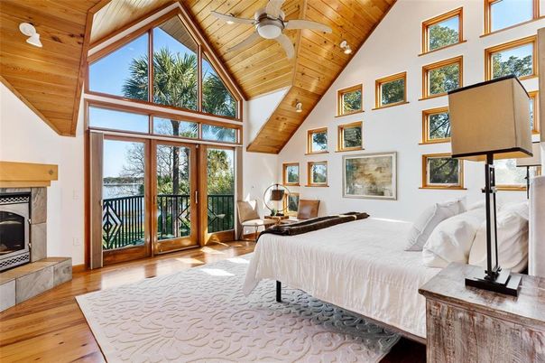 Bedroom, Fireplace, Interior, Wooden Beams, Wooden Ceilings, Wood Texture Flooring