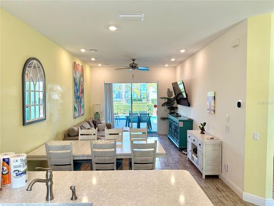 Interior, Kitchen, Living room, Recessed Lighting, Wood Texture Flooring