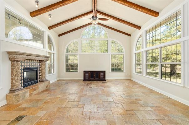 Fireplace, Interior, Wooden Beams