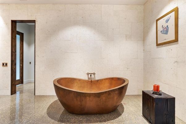 Bathroom, Free Standing Baths, Interior, Stone Walls