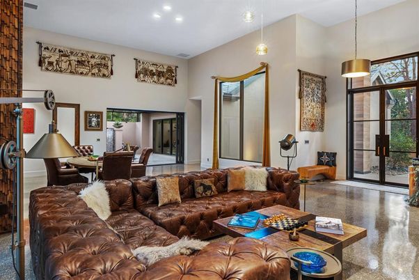 Dining room, Fireplace, Interior, Living room, Pendant Lights, Recessed Lighting