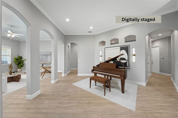 Interior, Piano, Recessed Lighting, Wood Texture Flooring