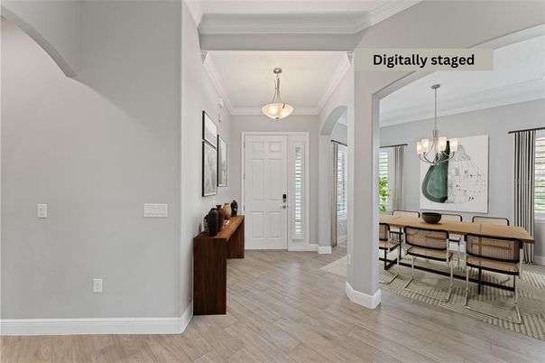 Chandelier, Dining room, Interior, Pendant Lights, Wood Texture Flooring
