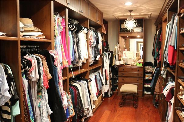 Chandelier, Interior, Recessed Lighting, Walk-in Closets, Wood Texture Flooring