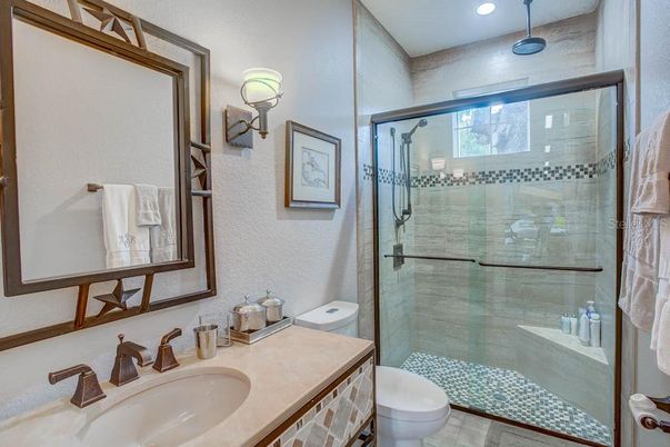 Bathroom, Glass Shower, Interior, Recessed Lighting