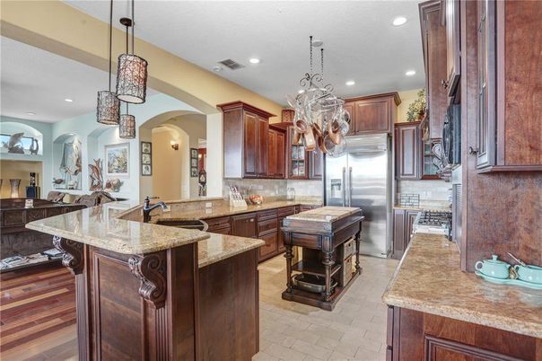 Chandelier, Interior, Kitchen, Pendant Lights, Recessed Lighting, Stainless Steel Appliances