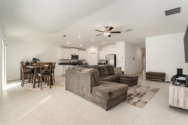 Dining room, Interior, Kitchen, Living room, Recessed Lighting, Stainless Steel Appliances