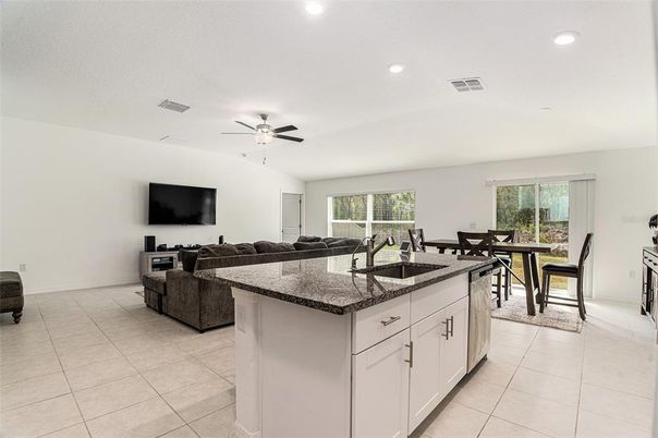 Dining room, Interior, Kitchen, Living room, Recessed Lighting