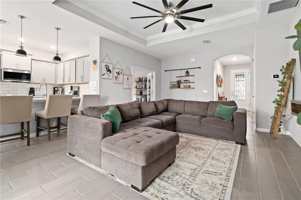 Interior, Kitchen, Living room, Pendant Lights, Recessed Lighting, Wood Texture Flooring