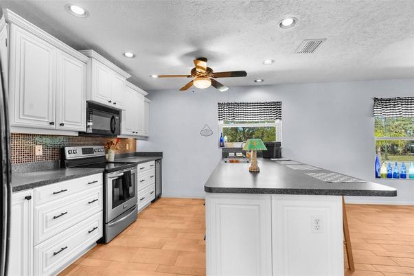 Interior, Kitchen, Recessed Lighting, Wood Texture Flooring