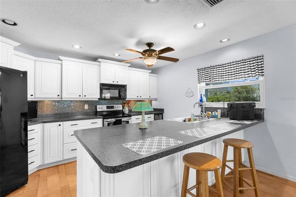 Interior, Kitchen, Recessed Lighting, Wood Texture Flooring