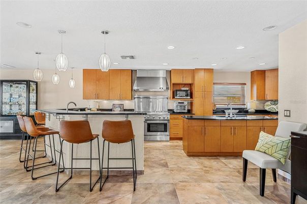 Interior, Kitchen, Pendant Lights, Recessed Lighting, Stainless Steel Appliances