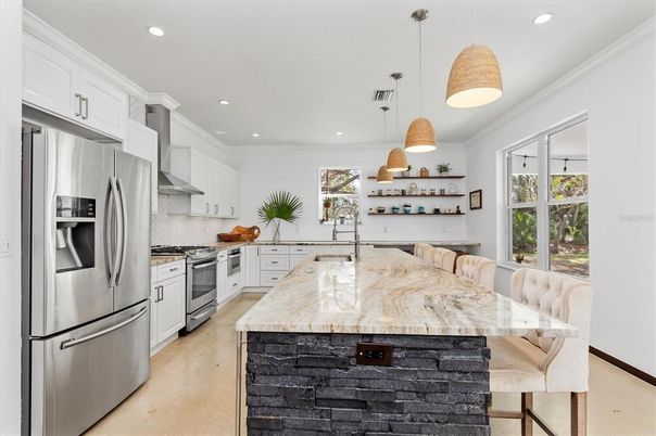 Interior, Kitchen, Pendant Lights, Recessed Lighting, Stainless Steel Appliances