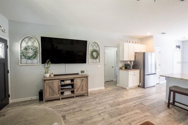 Interior, Kitchen, Recessed Lighting, Wood Texture Flooring