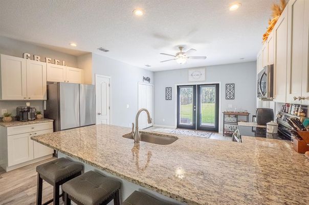 Interior, Kitchen, Recessed Lighting, Wood Texture Flooring