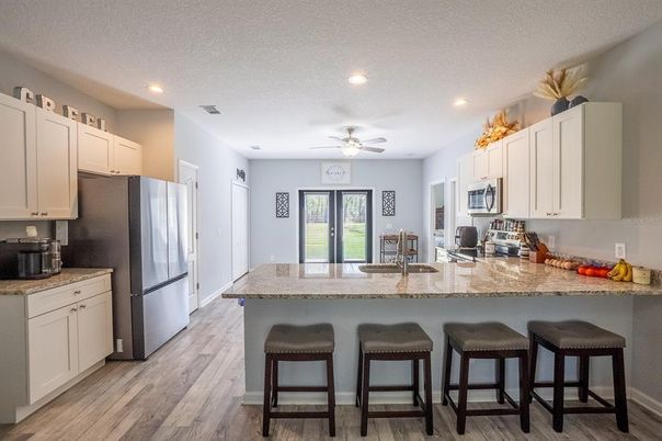 Interior, Kitchen, Recessed Lighting, Wood Texture Flooring