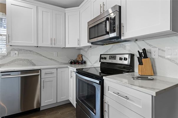 Interior, Kitchen, Stainless Steel Appliances, Wood Texture Flooring