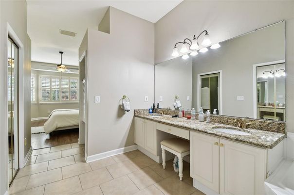 Bathroom, Dual Sink Vanities, Interior, Wood Texture Flooring