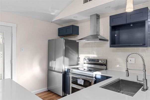 Interior, Kitchen, Stainless Steel Appliances, Wood Texture Flooring
