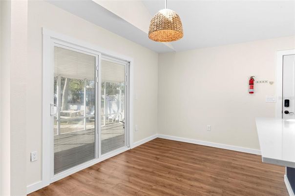 Empty room, Interior, Pendant Lights, Wood Texture Flooring