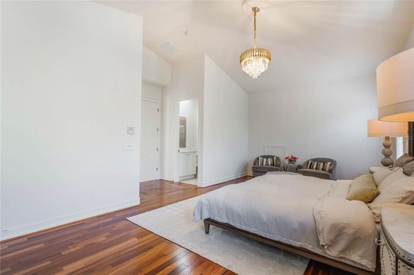 Bedroom, Chandelier, Interior, Wood Texture Flooring