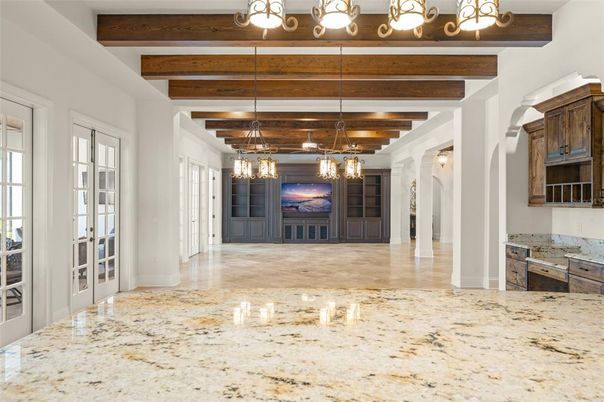 Chandelier, Interior, Pendant Lights, Wooden Beams