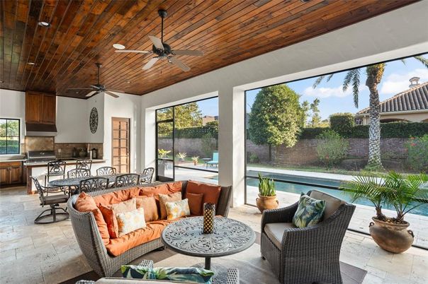Dining room, Interior, Living room, Recessed Lighting, Sun Room, Wooden Ceilings